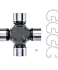 Heavy Duty Universal Joint For Ram 3500 Rear Axle 2011 2012 Perfect Fit Greaseable Driveshaft Coupler That Rocks Hard And Lasts Longer Than Stock Parts., cross view with retaining clips