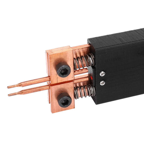 Close-up of Top Tier Automatic Spot Welding Pen Handheld Battery Pack Tool With Japanese Concentric Ball Point Needles and Double Springs Brass Tip.