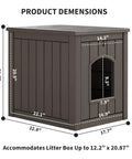 Waterproof Litter Box Enclosure For Indoor And Outdoor Cats Weatherproof Plastic Cat House with dimensions illustration