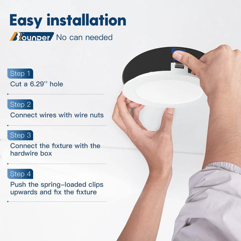 20 Pack 6 Inch Ultra Thin LED Recessed Ceiling Lights with Junction Box, step-by-step installation guide.