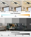 Dimmable Black LED Ceiling Light With Remote Control, Modern Square Flush Mount, 62W, 3000K-6500K Tunable White, lighting modes and dimming