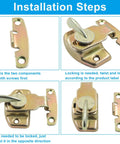 Installation guide showing Heavy Duty Metal Dining Table Locks For Extension Tables Rock Solid Leaf Latches With Mounting Screws.