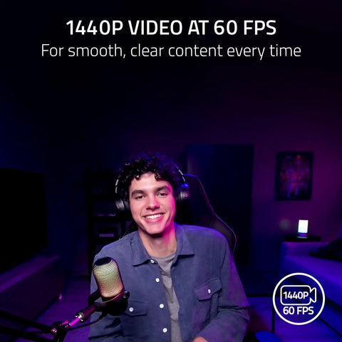 Premium 1440P 60 Fps Webcam With Lightning Fast Auto Focus For Seamless Streaming And Dope Video Calls Straight Up Game Changer USB plug and play camera in use, capturing clear video.