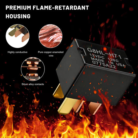 2 Pack Car AC Relay 12 Volt 4 Pin Starter and Cooling Fan Relay Replacement G8HL H71 Replaces 39794 SDA A03 A05 Plug and Play Compatible with Accord Civic Element CRZ, black relay with copper pins