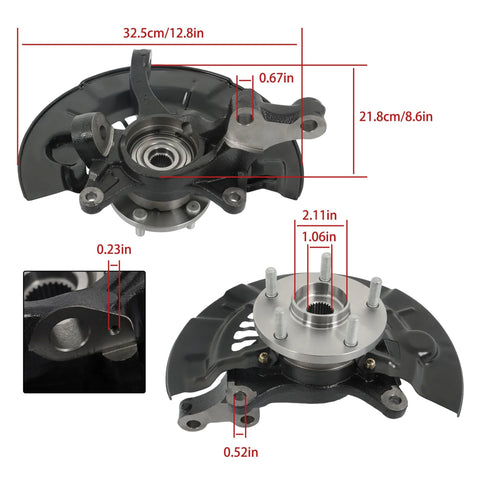 Front Steering Knuckle and Wheel Hub Bearing Replacement Kit for Toyota Camry 2007 2008 2009 Includes 686258 686259