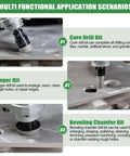 Diamond hole saw kit, 11-piece tile drill set with core bits, finger bit and beveling chamfer bit