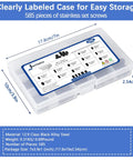 585Pcs Metric Allen Set Screws Kit in Alloy Steel labeled storage case for M3-M8 internal hex drive cup point screws.