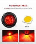 10 Pack 3/4 Inch Round LED Clearance Lights For Trucks RVs Cars Buses Trailers And Boats Front Rear Side Marker Indicator Bullets 12V Red 60 Lumen Output and SMD LED components