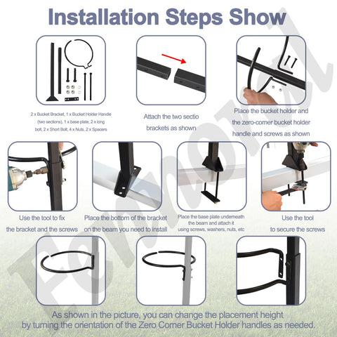 Installation steps for Front Bar Handle For Zero Turn Mower Easy Install Mounting Kit With 5 Gallon Bucket Bracket Holder