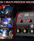 Pro Grade 120 Amp MIG Welder Combo 3 In 1 Gasless Flux Core MIG Lift TIG And Stick Welder For 110V Multiprocess Welding