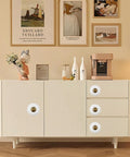 Cabinet with Ceramic Round Knob Set One Inch White And Antique Brass Cabinet Hardware For Drawers And Doors
