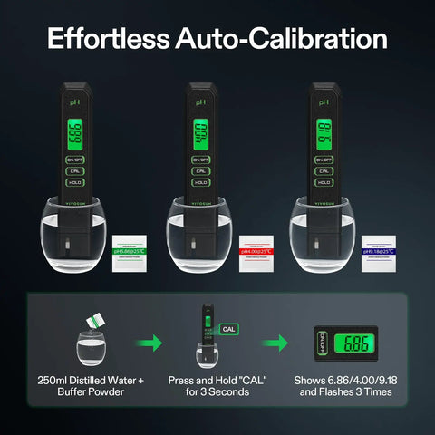 Digital pH Meter With 0.01 Accuracy Pen Tester For Water And Hydroponics, Auto Temperature Compensation, Easy Hold Function, Ultra-Sensitive Electrode, Dialed-In Readings For Precise, Consistent pH Checks. auto-calibration setup