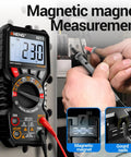 6000 Counts Magnetic Digital Multimeter With Auto Ranging And High Resolution For Automotive Use in action on a metal surface
