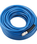 Rock Solid Heavy Duty PVC Air Compressor Hose 2 Pack 30 Meter Length 300 Psi Max Pressure reinforced polyester braid coiled blue hose with connector