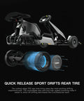 High grip TPE rear non pneumatic tire set for Gokart Pro and Pro2 kit with quick release, compatible with Gokart S Max, visible on gokart.