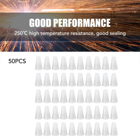 Bulk 50 Pack High Temp Silicone Tapered Plugs Set Pro Grade For Sealing Unthreaded And Threaded Holes Conical Stoppers