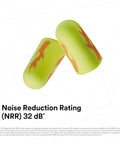 Neon Yellow E A Rsoft Foam Ear Plugs 200 Pairs Box NRR 33 For Drilling Grinding Machining Welding Sanding, close view