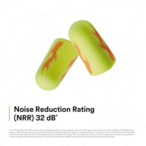 Neon Yellow E A Rsoft Foam Ear Plugs 200 Pairs Box NRR 33 For Drilling Grinding Machining Welding Sanding, close view