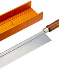 Fine Kerf Saw With Aluminum Thin Slot Miter Box For Dope 60 45 And 90 Degree Cuts, 7/8 Inch Cutting Depth, 42 Tooth Blade