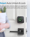 Keyless Smart Lock With WiFi Bridge Fingerprint Entry And Codes App Remote Control Auto Unlock Backlit Keypad on door