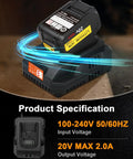 Beefed Up Replacement 18V Charger For Makita Tools, High Performance, smart LED indicators, black power adapter display
