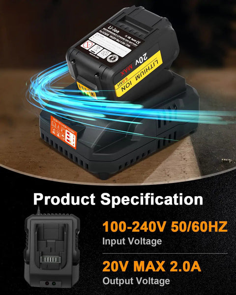 Beefed Up Replacement 18V Charger For Makita Tools, High Performance, smart LED indicators, black power adapter display