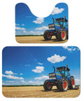 Ultra Soft Coral Velvet 2 Piece Bath Rug Set with Non Slip U Shaped Contour Toilet Mat and Fantasy Farm Tractor Print