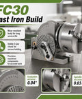 Built Tough 4 5 6 Inch 3 Jaw Chuck Dividing Head With MT2 Tailstock Precision Plates showcasing cast iron build and precision features.