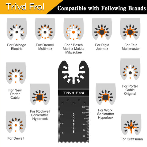 Tough As Nails Heavy Duty Titanium Coated Multitool Blades 50 Pack Universal Oscillating Saw Replacement Kit For Wood Metal Plastic Drywall Demolition Fast Cutting compatibility chart with tool brands.
