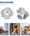 Heavy Duty T Nuts For 3/8-16 Thread Built Like A Tank Using 304 Stainless Steel Rust Proof Shield For Rock Solid Furniture Buildouts Cabinetry And Sick Rock Climbing Hold Mounts 10 Piece Pack showing threading and design features.