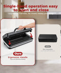 Powerful 95Kpa Automatic Food Vacuum Sealer with Built In Cutter shown with ergonomic handle for easy sealing.