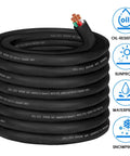 Fifty Foot 6/4 SOOW Heavy Duty Portable Power Cord 50 Amp Six AWG Four Conductor Industrial Extension Cable waterproof and oil-resistant.