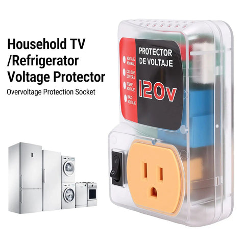 Ride Safe Voltage Protector And Surge Block Outlet Keeps Your Fridge Air Conditioner And Tv Locked Down From Crazy Power Freakouts With 20 Amp 2400 Watt Overvoltage Guard Us Plug, clear view of a surge protector with socket.