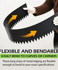 Person bending Workhorse 40 Ft Galvanized Steel Landscape Edging Kit With 12 Pack Panels For Lawn Borders