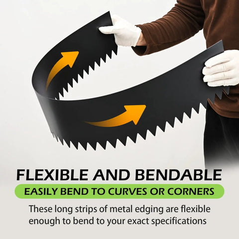 Person bending Workhorse 40 Ft Galvanized Steel Landscape Edging Kit With 12 Pack Panels For Lawn Borders
