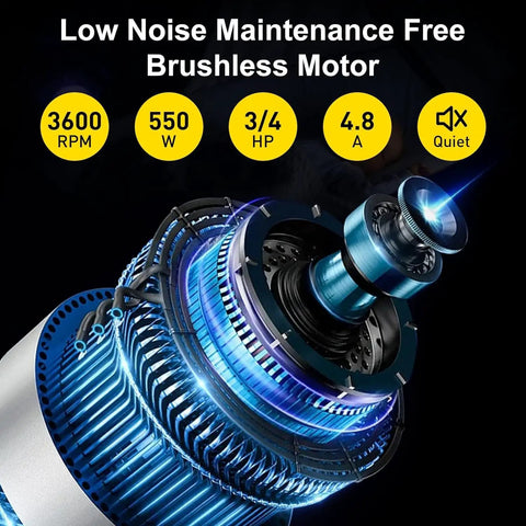 Powerful 4.8 Amp Three Quarters Horsepower 8 Inch Bench Grinder With 3600 RPM featuring a low noise brushless motor