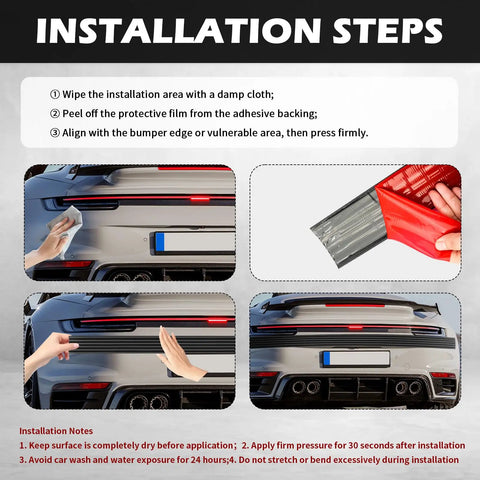 Installation steps for 5 Pack Car Bumper Protectors With Anti Collision Design Self Adhesive Rubber Front And Rear Bumper Guards