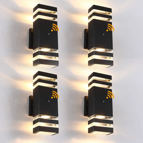 Dusk To Dawn Sensor Outdoor Wall Lights 4 Pack Up And Down Aluminum Waterproof Wall Sconces for Porch Hallway Patio Garage
