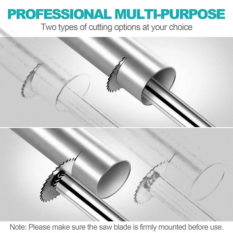 PVC Pipe Inside Cutter Kit With Titanium Coated Saw Blades For Plumbing Internal Cutter Top Notch Hex Shank One And One Quarter Inch And One And Three Quarter Inch Diameters Includes Four Blades For Cutting Inside ABS And Plastic Pipes