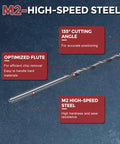 Side view of a 7/64-inch M2 high-speed steel twist drill bit with a 135° point, nitrided black.
