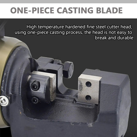 Heavy Duty Portable Electric Hydraulic Rebar Cutter For Fast Cuts 4 To 25mm Steel Bars In Just Seconds Efficient Power Tool showing its one-piece casting blade close-up.