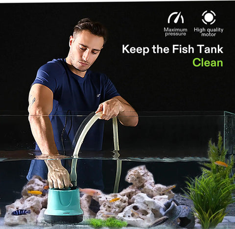Man installing 1150GPH Submersible Pump For Fish Tanks in aquarium