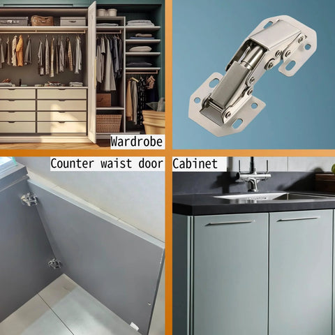 Four Inch Surface Mount Concealed Cabinet Hinges 4 Pack With Screws For Frameless Kitchen Cabinets Slick 90 Degree Spring Hidden Hinges For Cupboard Wood Box Durable Cold Rolled Steel Easy Install