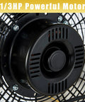 Close-up of 1/3 HP motor on Heavy Duty High Velocity Barrel Floor Drum Fan With One Third HP Motor 13000 CFM