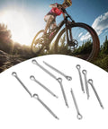Stainless Steel Cotter Pins For Bike Brake Pads 10 Piece Set heavy duty hairpin clips displayed with a mountain biker