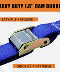 Heavy Duty Motorcycle Tie Down Straps Two Pack 1.5 Inch by 8 Foot Cambuckle Tie Down Set 3000 Pound Break Strength