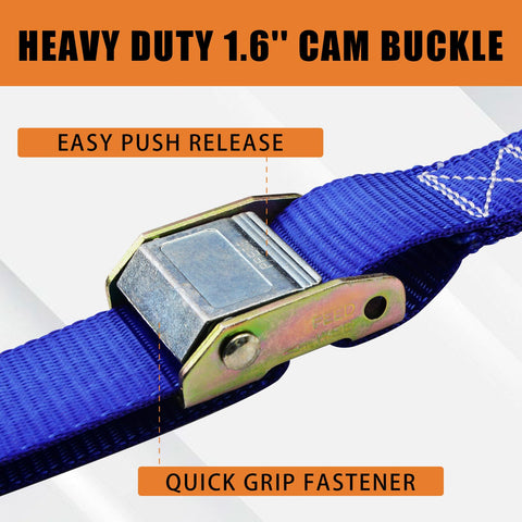 Heavy Duty Motorcycle Tie Down Straps Two Pack 1.5 Inch by 8 Foot Cambuckle Tie Down Set 3000 Pound Break Strength