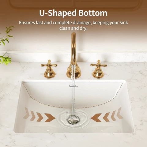 Top Shelf Undermount Bathroom Sink White Rectangle Basin With Overflow Drain Glazed Ceramic Finish For Modern Bar Vanity Fresh Look And No Sweat Setup Today with U-shaped bottom design.