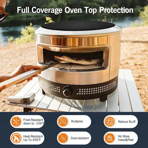 18.9 Inch Silicone Pizza Mat For Pi Prime Outdoor Oven shown in use with pizza baking outdoors, highlighting durability and heat resistance.