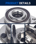 Close-up views of Pair Front And Rear Wheel Bearing Hub Assemblies With ABS Fit For 2010 2020 Chevy Impala Malibu Equinox.
